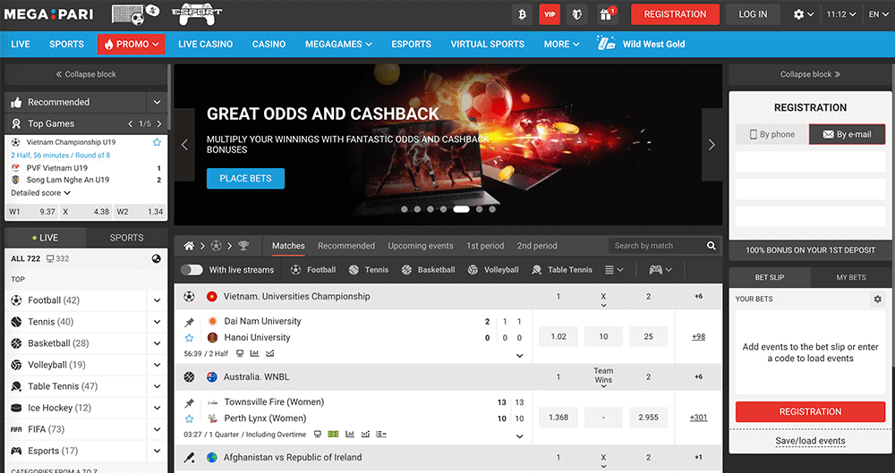 How the MegaPari Casino main page looks like Home Page MegaPari Casino